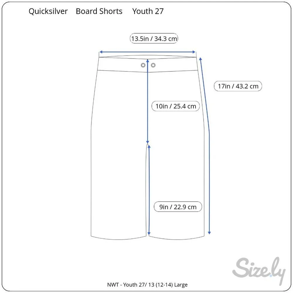 Quiksilver Boys Youth 17 inch Boardshorts Pocket Blue New Size 27 /Large 12-14